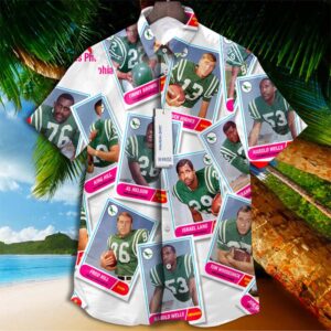 Philadelphia Eagles 1968 Retrocards Set Vintage Aloha Hawaiian Shirt