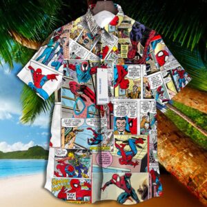 Spider Man Super Hero Marvel Comics Tropical Aloha Hawaiian Shirt