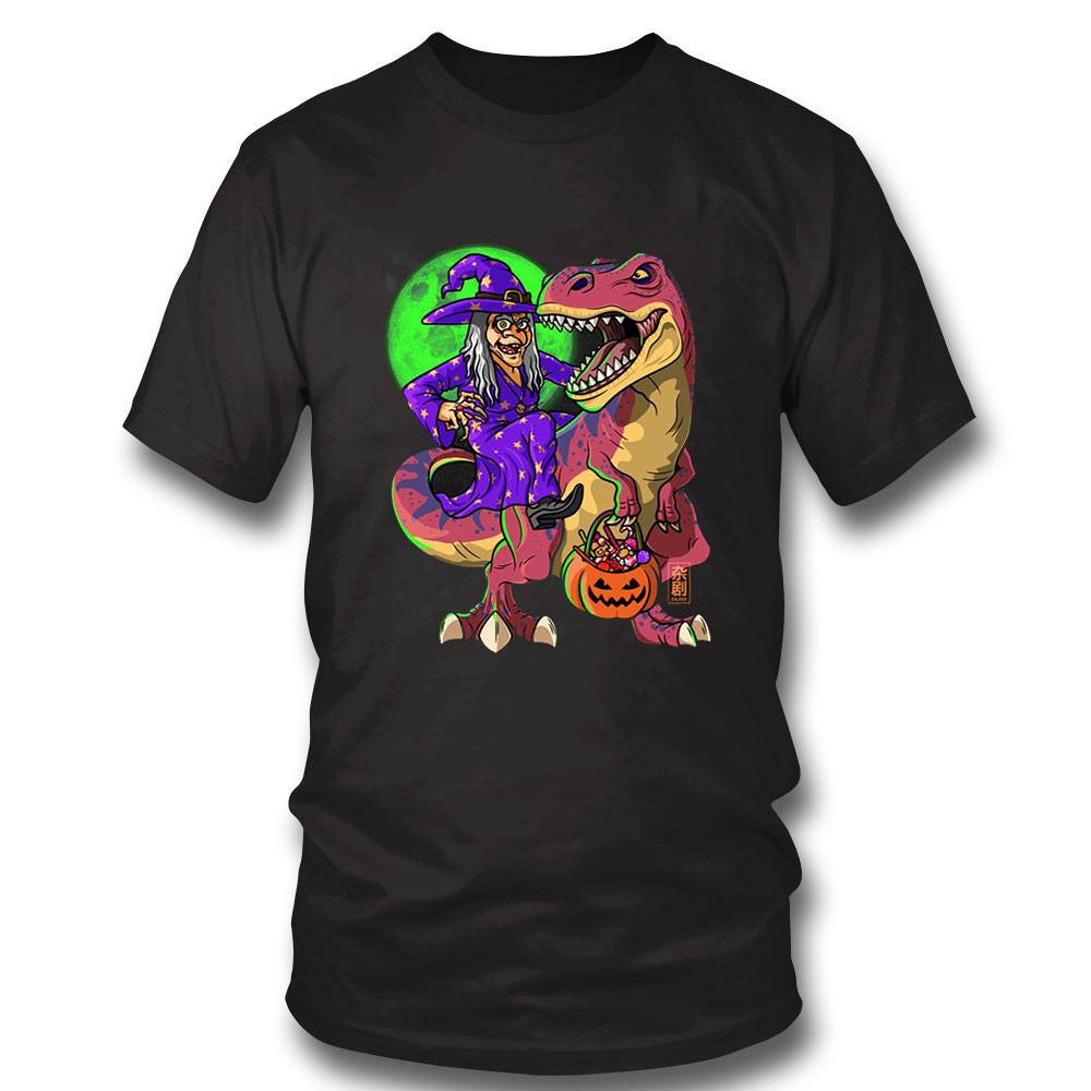 Funny Halloween Shirt Moonlight T-rex Witch Costume Halloween Kids Dinosaur Witch Hoodie, Long Sleeve, Tank Top