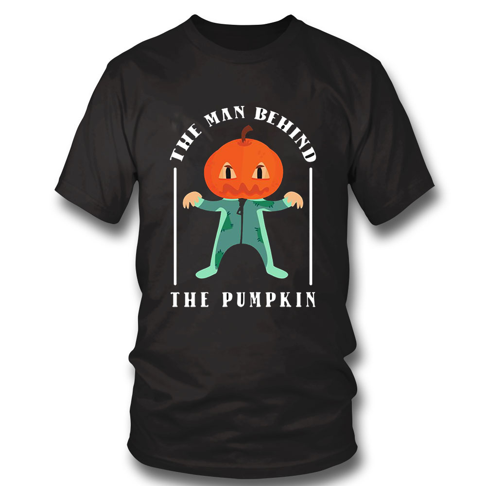 Halloween Pregnancy Shirt Man Behind Pumpkin Halloween Pregnancy Announcement Sweatshirt, Tank Top, Ladies Tee