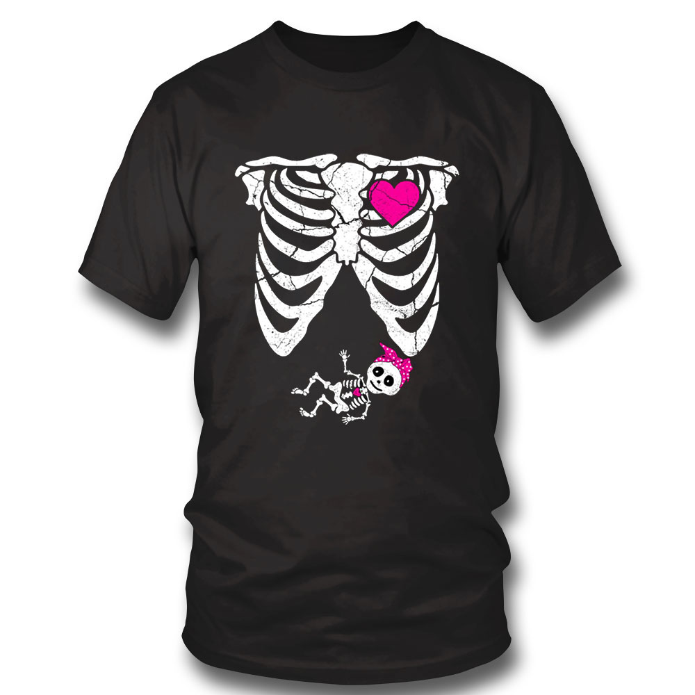 Halloween Pregnancy Shirt Pregnancy Announcement Skeleton Baby Girl Sweatshirt, Tank Top, Ladies Tee