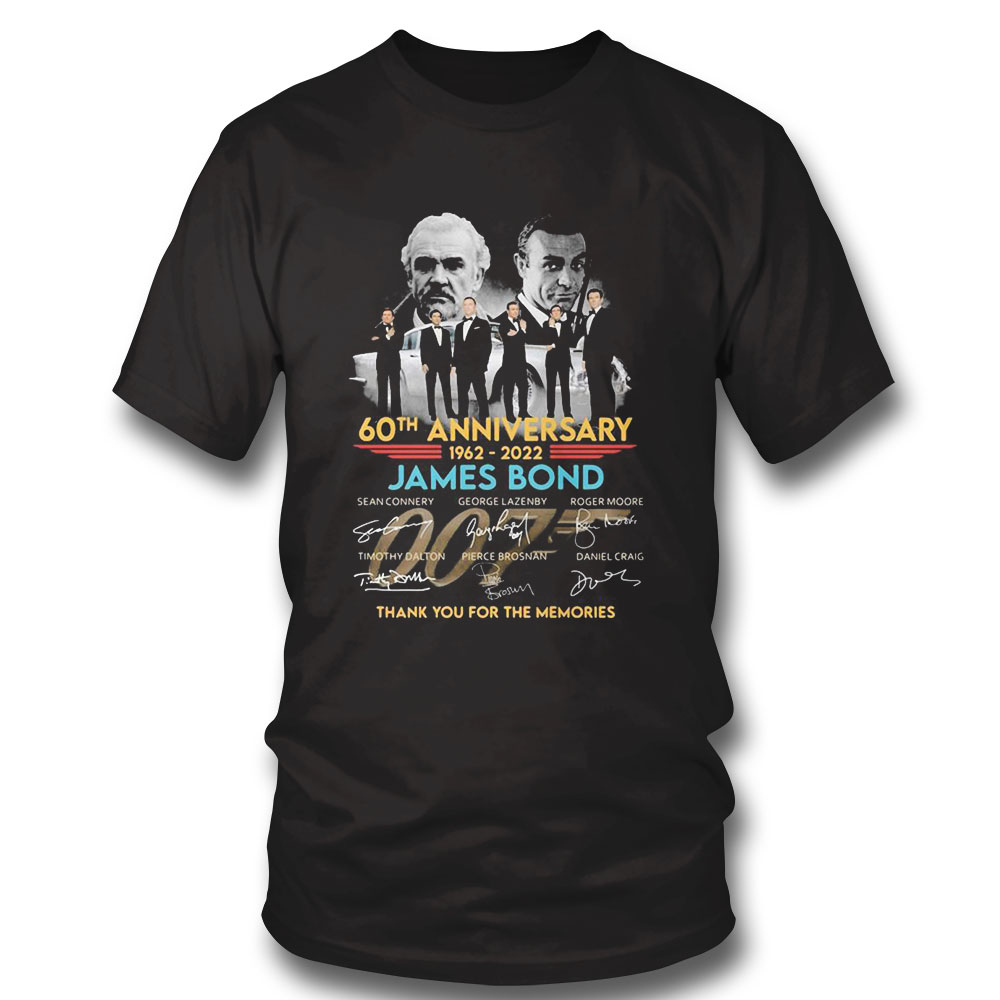 James Bond 60th Anniversary 1962 2022 007 Signatures Thank You For The Memories Shirt Longsleeve, Ladies Tee