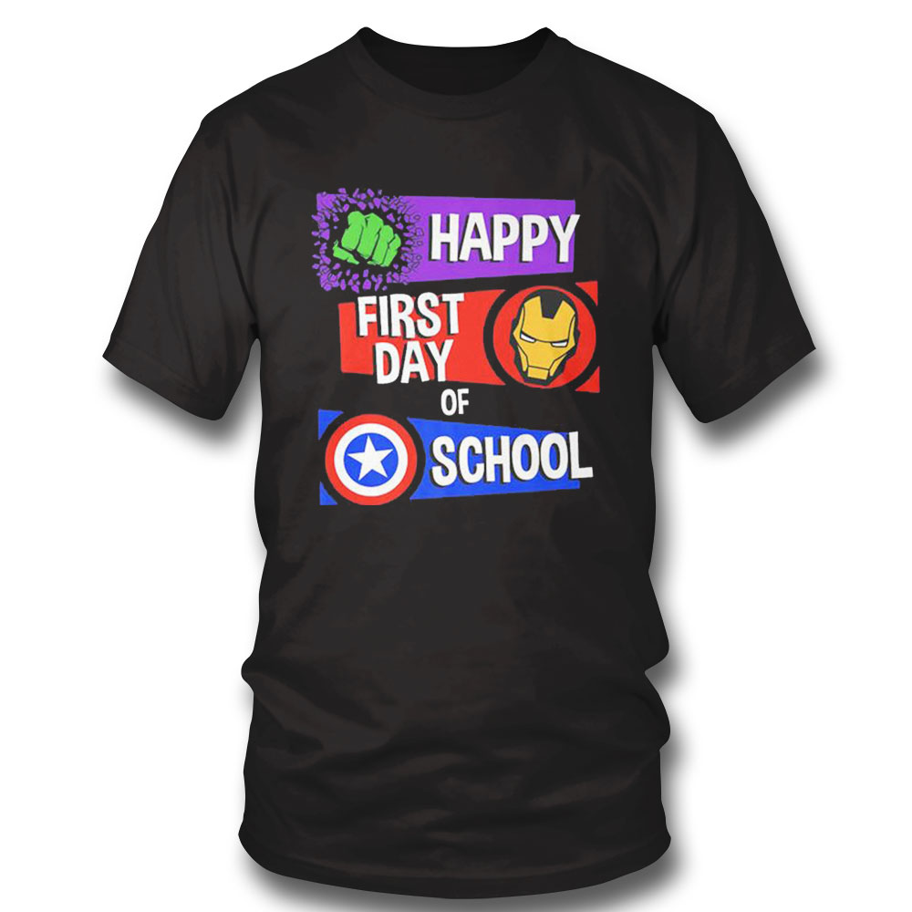 Marvel Avengers Happy First Day Of School Text Shirt Long Sleeve, Ladies Tee