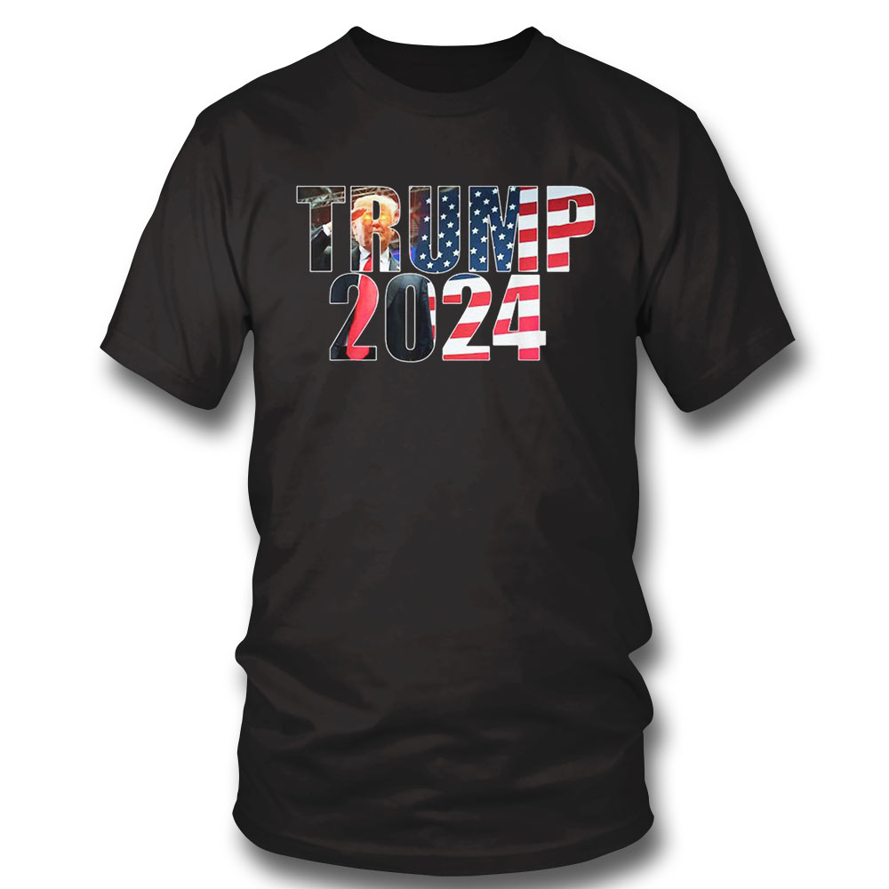 President Trump American Flag Trump 2024 Shirt Long Sleeve, Ladies Tee