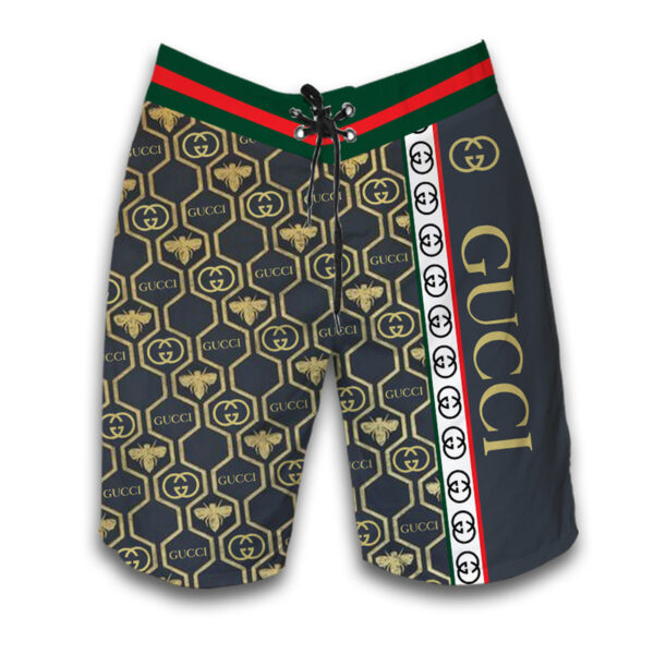 Gucci Bee pattern 2022 Hawaiian Shirt Beach Shorts and Flip Flops Combo