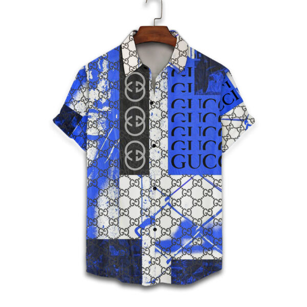 Gucci Brand Logo 2022 Hawaiian Shirt Beach Shorts and Flip Flops Combo