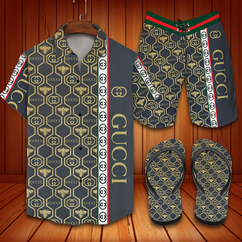 Gucci Coconut Tree 2022 Combo Hawaiian Shirt Beach Shorts And Flip Flop