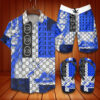 Gucci Bee pattern 2022 Hawaiian Shirt Beach Shorts and Flip Flops Combo