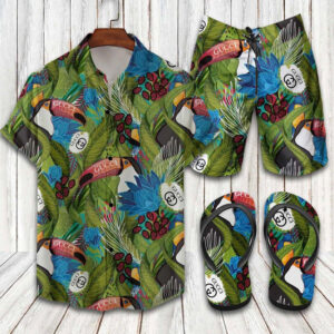 Gucci Parrot Aloha 2022 Hawaiian Shirt Beach Shorts and Flip Flops Combo