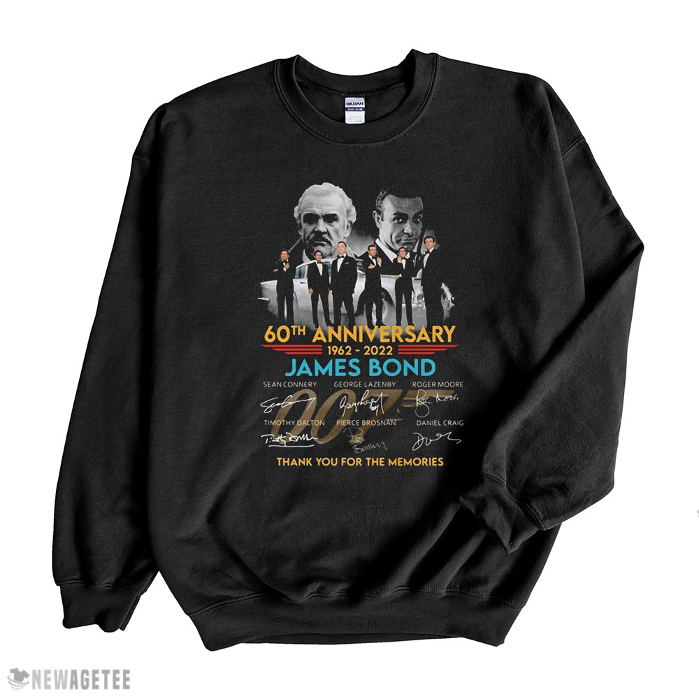 James Bond 60th Anniversary 1962 2022 007 Signatures Thank You For The Memories Shirt Longsleeve, Ladies Tee