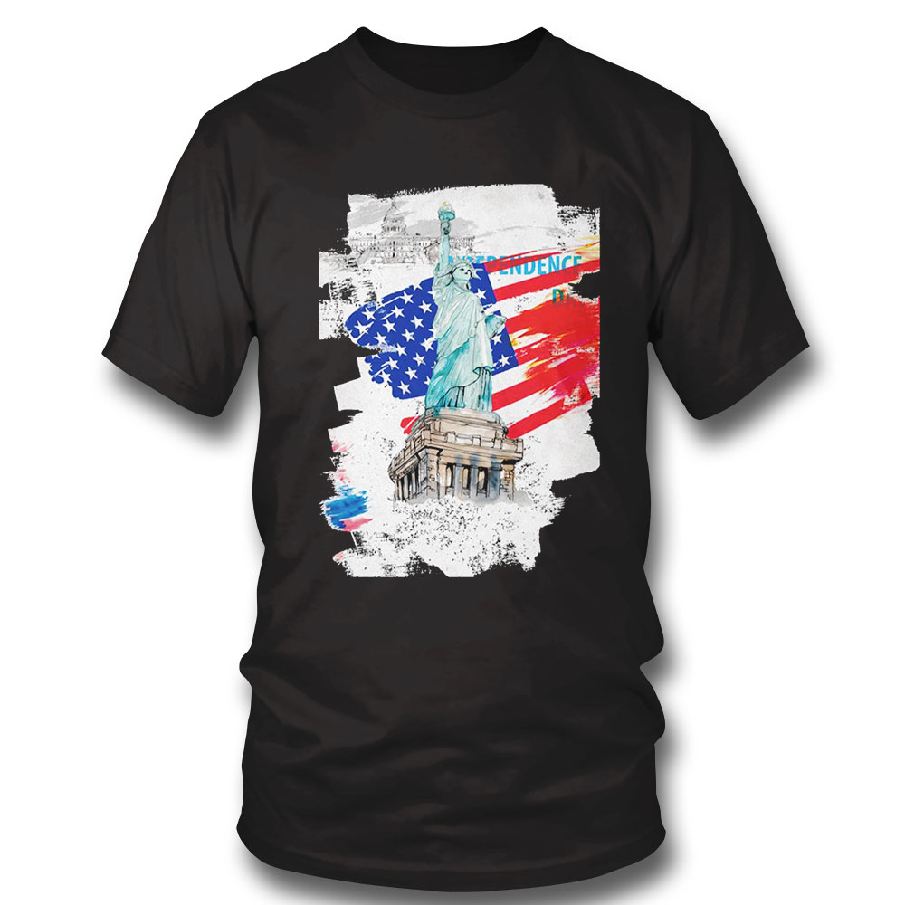 American Flag With Liberty Statue Shirt Sweatshirt, Tank Top, Ladies Tee