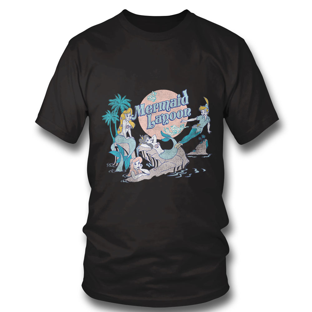 Disney Petter Pan Distressed Mermaid Lagoon Graphic T Shirt Hoodie, Long Sleeve, Tank Top