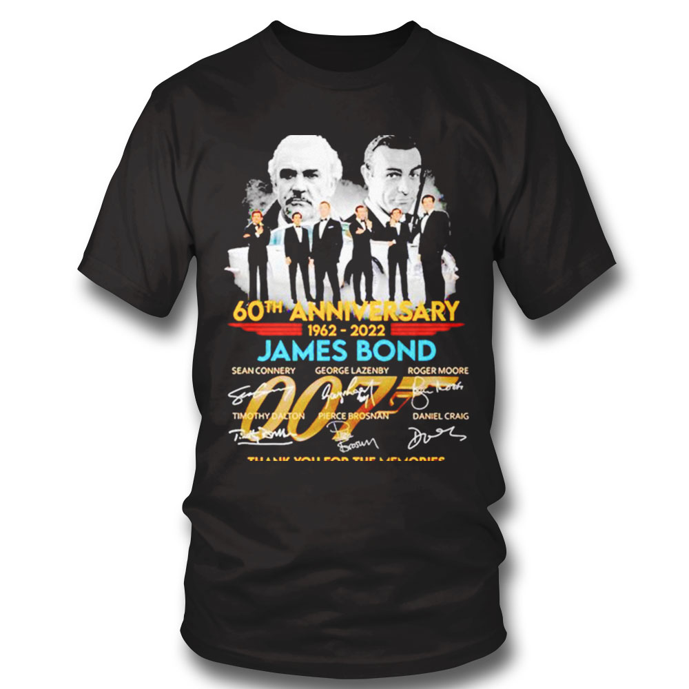 James Bond 60th Anniversary 1962 2022 Thank You For The Memories Signatures Shirt Long Sleeve, Ladies Tee
