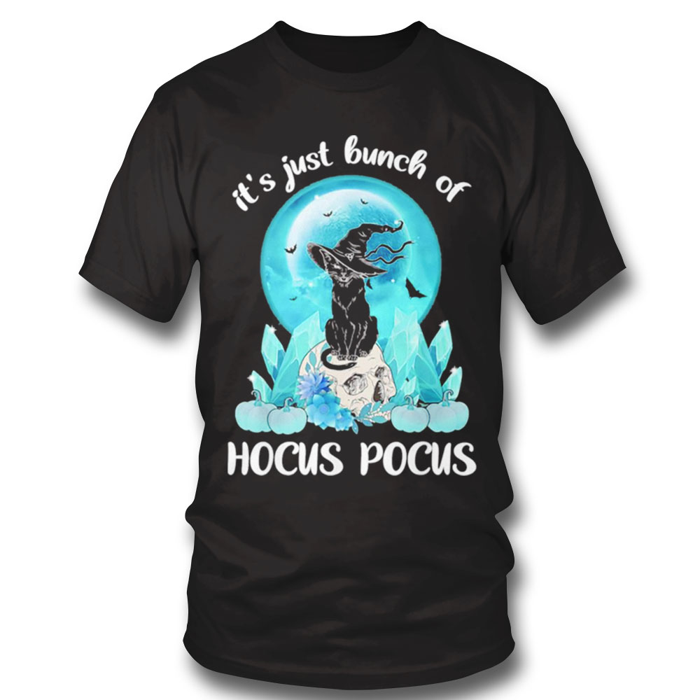 Vintage Halloween Black Cat Its Just A Bunch Of Hocus Pocus Halloween 2022 T Shirt Long Sleeve, Ladies Tee