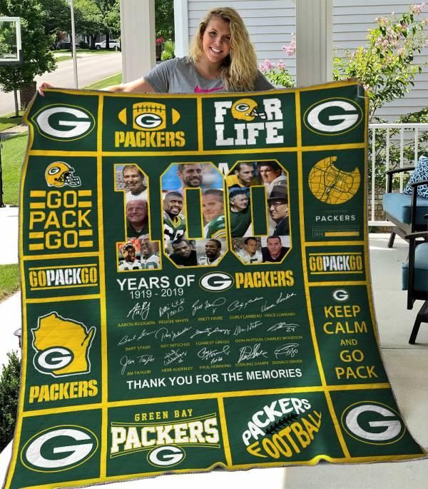 100 Years Of Green Bay Packers Fleece Quilt Blanket Comfortable