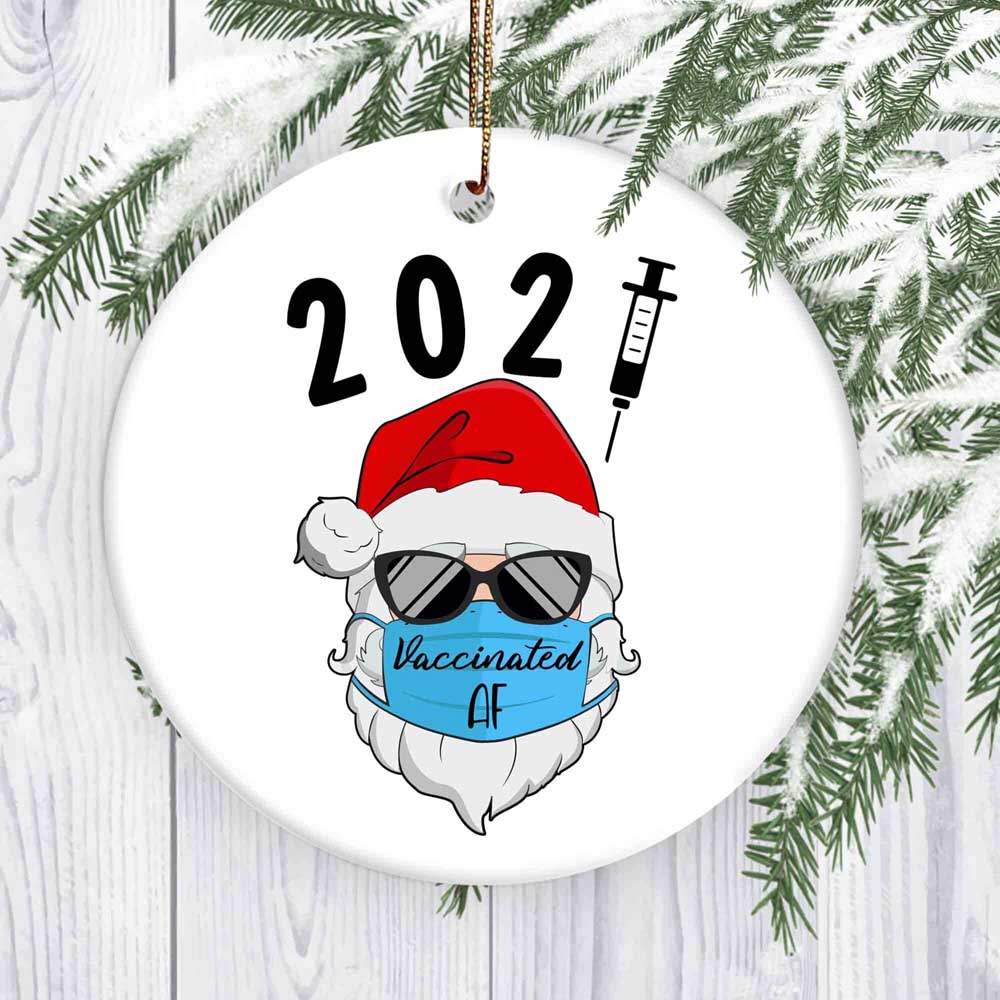 2022 Santa Claus Ornament Pandemic Vaccination Vaccinated Af Christmas Pandemic Xmas Tree Decor
