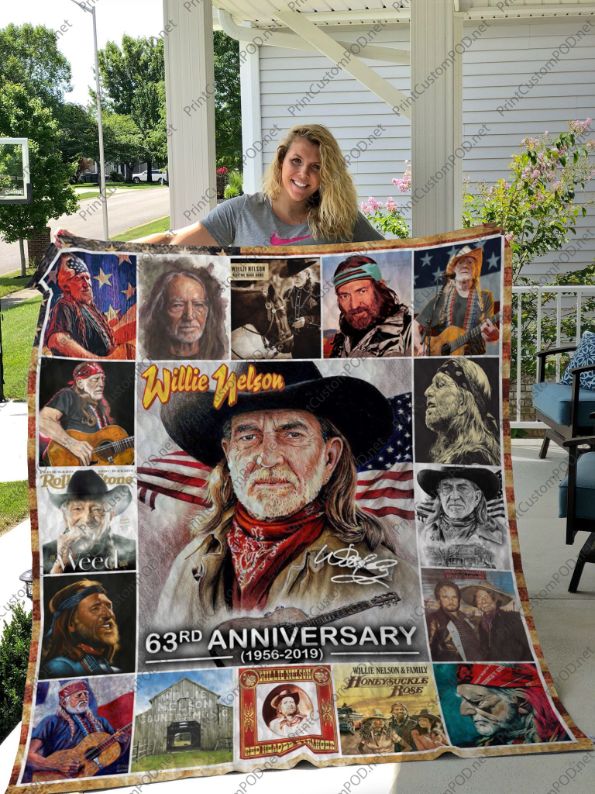 63rd Anniversary Willie Nelson Fleece Quilt Blanket Gift