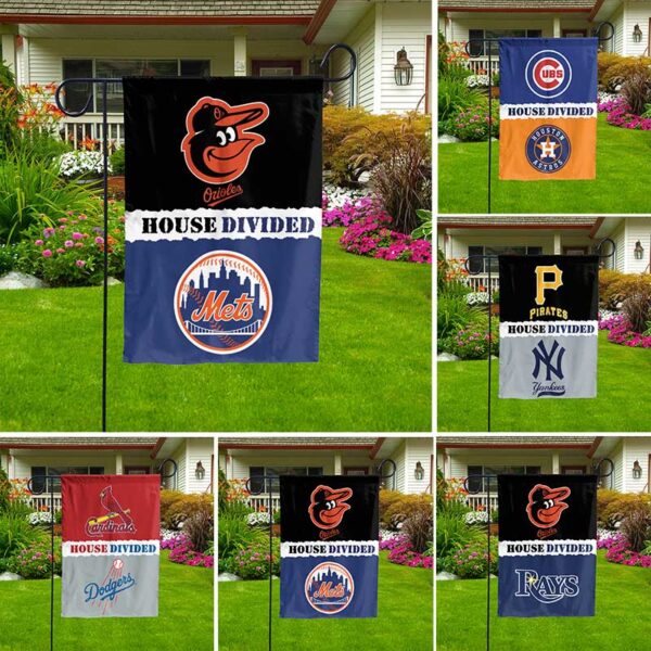 Custom House Divided MLB Garden Flag Baseball Teams