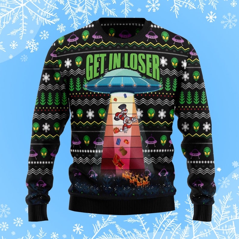 Alien Get In Loser Ugly Christmas Sweater Knitted Sweater