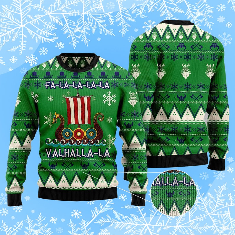 Amazing Viking Valhalla Ugly Christmas Sweater Gift Xmas