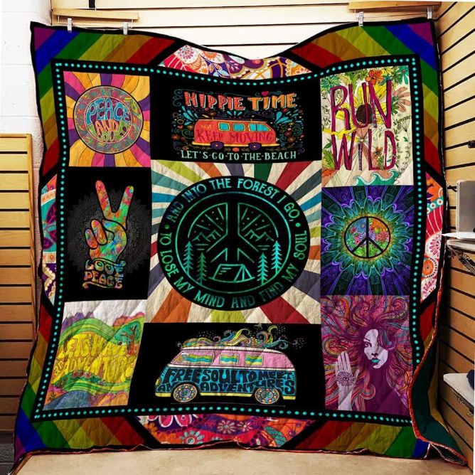 Animal Living Life In Peace Hippie Fleece Quilt Blanket Premium