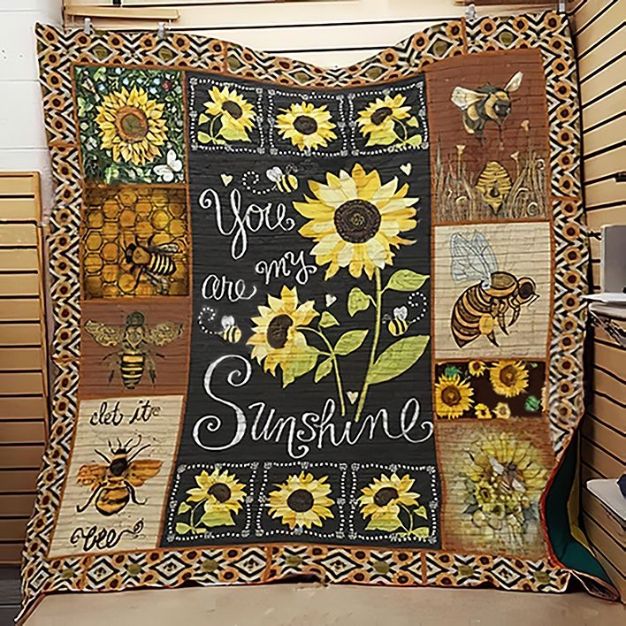 Bee Let It Be Sunflower Hippie Fleece Quilt Blanket Gift