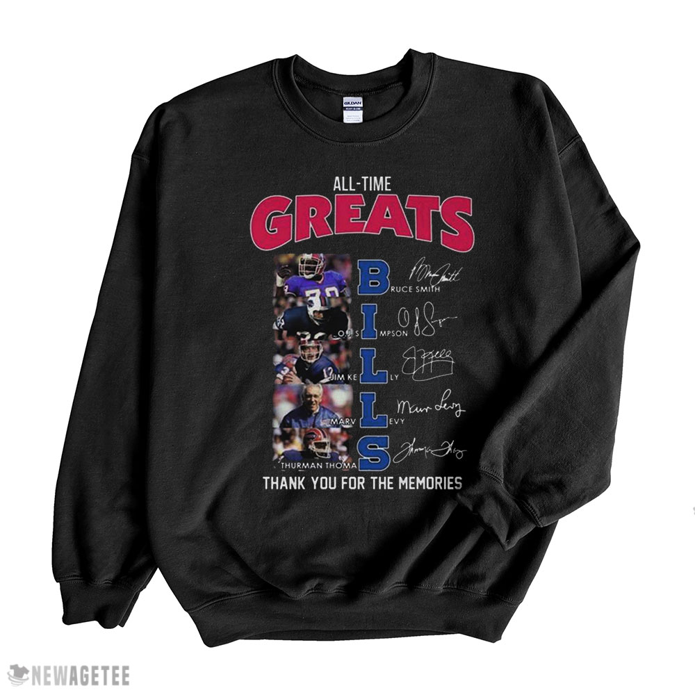 All Time Greats Thank You For The Memories Signatures Buffalo Bills T-shirt Long Sleeve, Ladies Tee