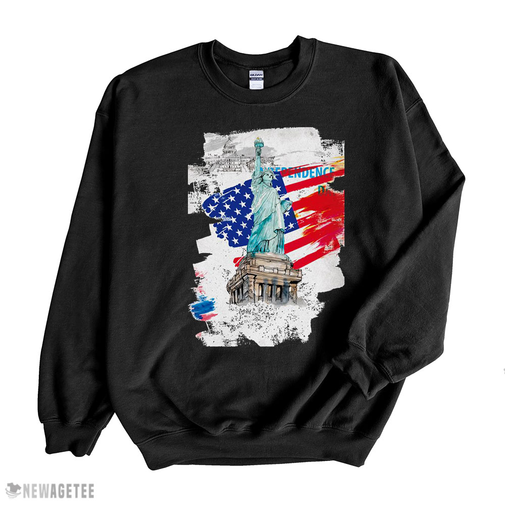 American Flag With Liberty Statue Shirt Sweatshirt, Tank Top, Ladies Tee