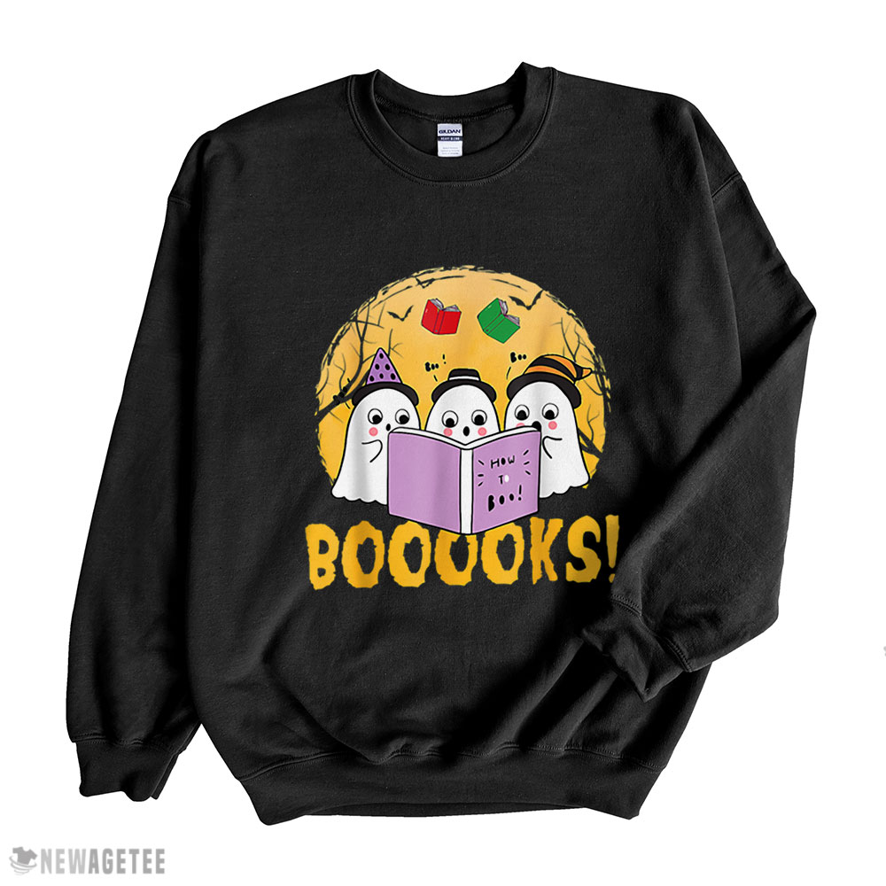 Booooks Ghost Boo Read Books Library Funny Halloween Spooky T Shirt