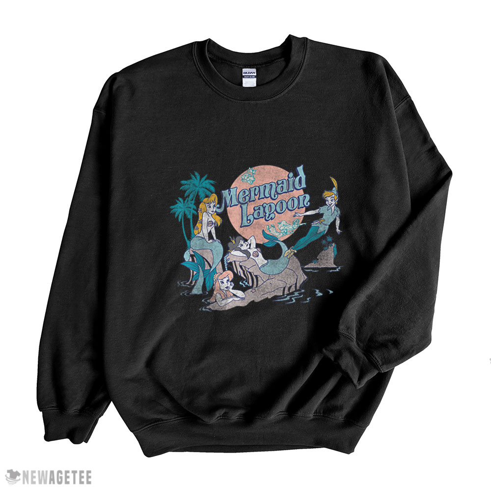 Disney Petter Pan Distressed Mermaid Lagoon Graphic T Shirt Hoodie, Long Sleeve, Tank Top