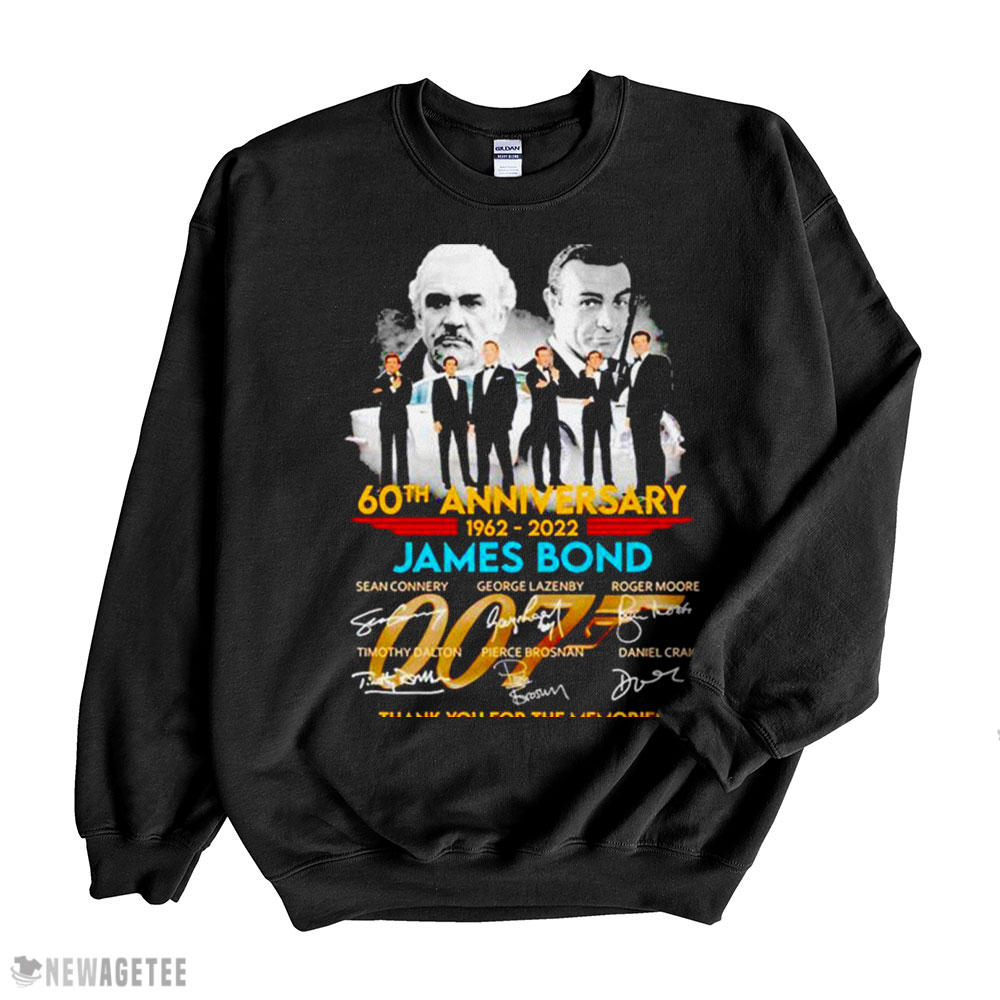 James Bond 60th Anniversary 1962 2022 Thank You For The Memories Signatures Shirt Long Sleeve, Ladies Tee