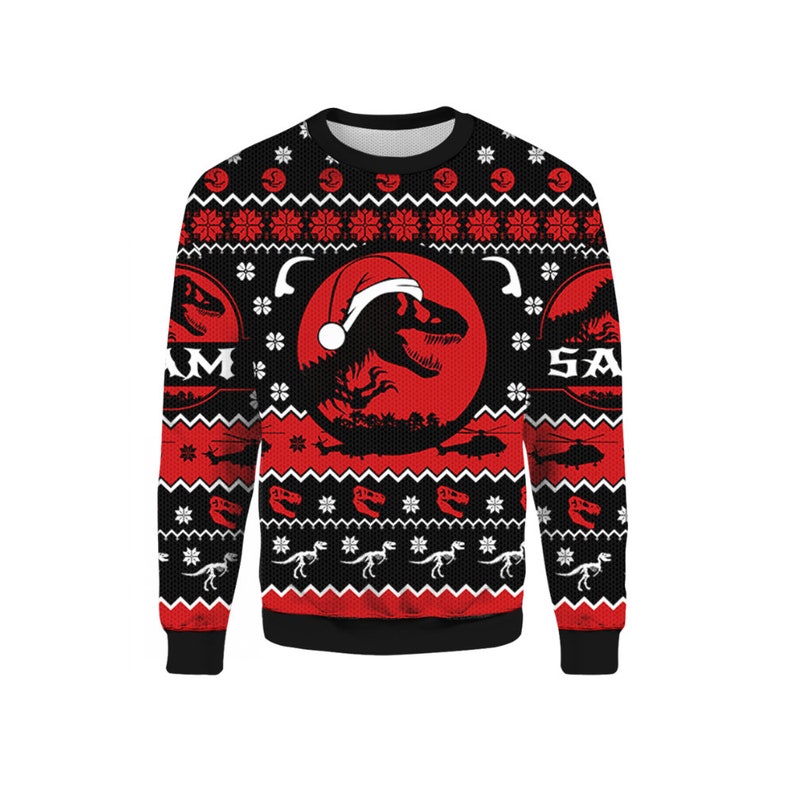 uddybe Bliv sur foragte Customized Dinosaur Jurassic Park Ugly Christmas Sweater Knitted Sweater