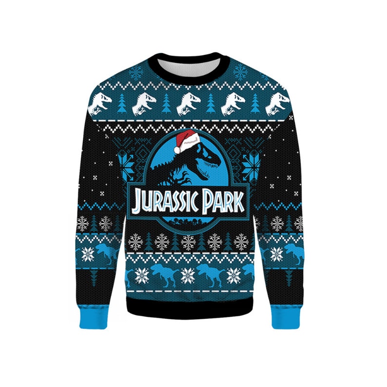 Dinosaur Jurassic Park Ugly Christmas Sweater Gift Xmas