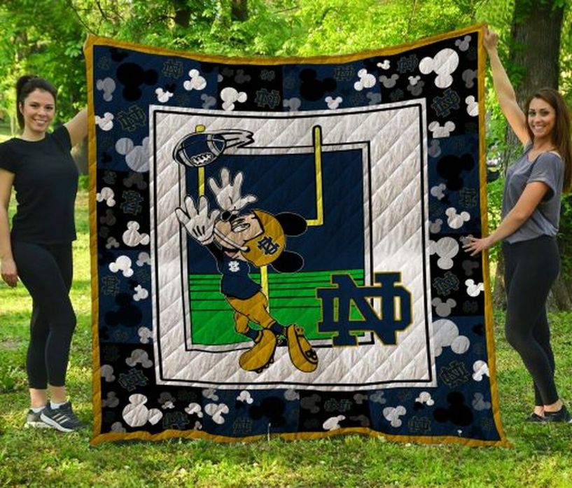 Disney Mickey Notre Dame Fighting Irish Ncaa Collected Collection Fleece Quilt Blanket Gift
