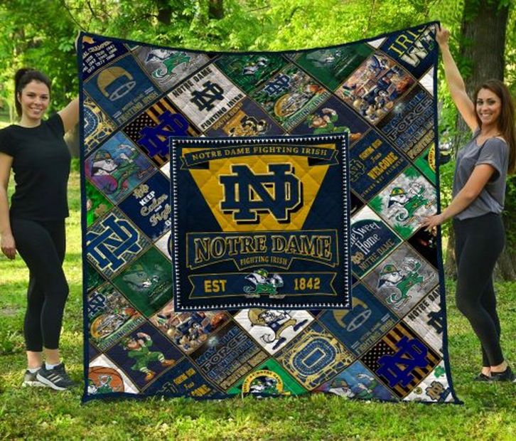 Est 1842 Ncaa Notre Dame Fighting Irish Collection Combined Fleece Quilt Blanket Gift