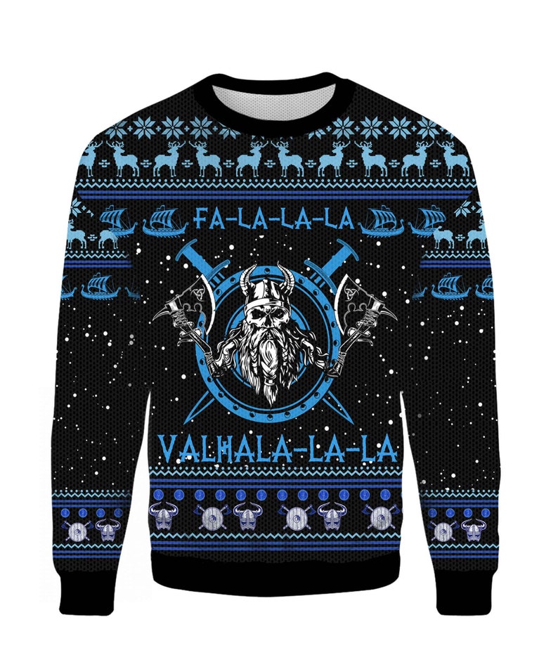 Falalala Valhalla Viking Ugly Xmas Sweater Gift Xmas