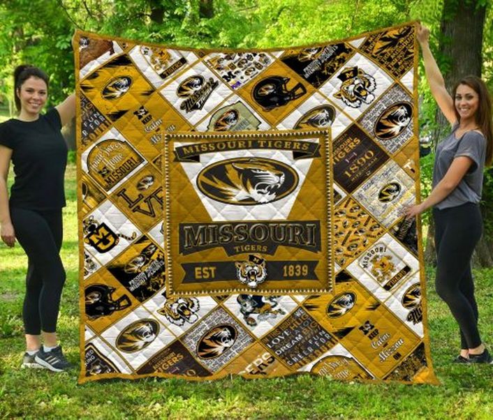 Go Mizzou Ncaa Missouri Tigers Combined Love Fleece Quilt Blanket Premium