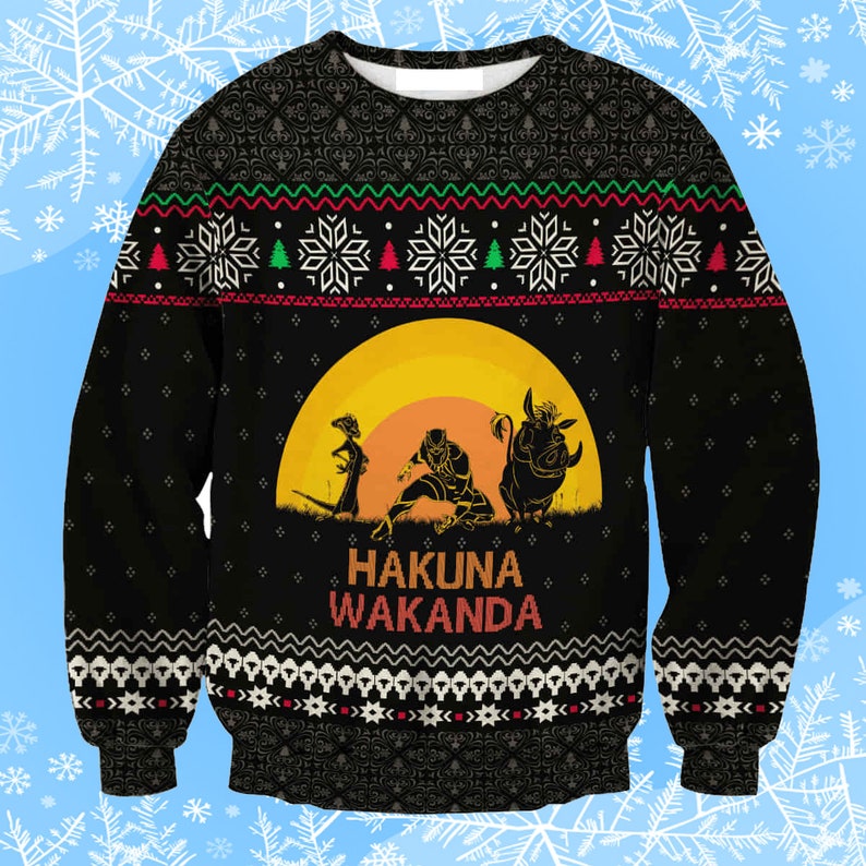 Hakuna Wakanda Ugly Christmas Sweater Gift Xmas