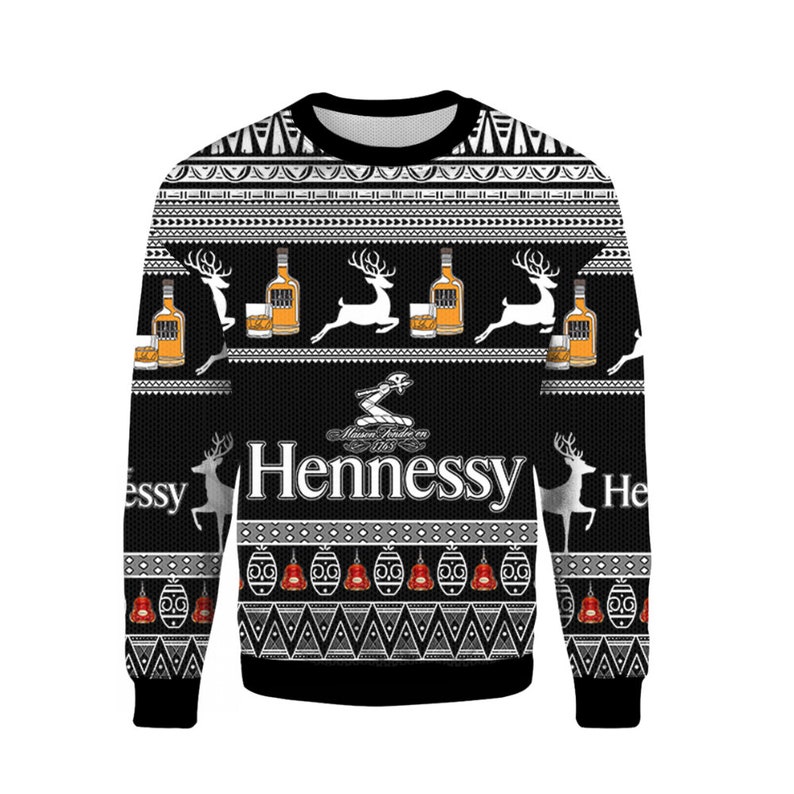 Hennessy Whiskey Wine Ugly Christmas Sweater Knitted Sweater