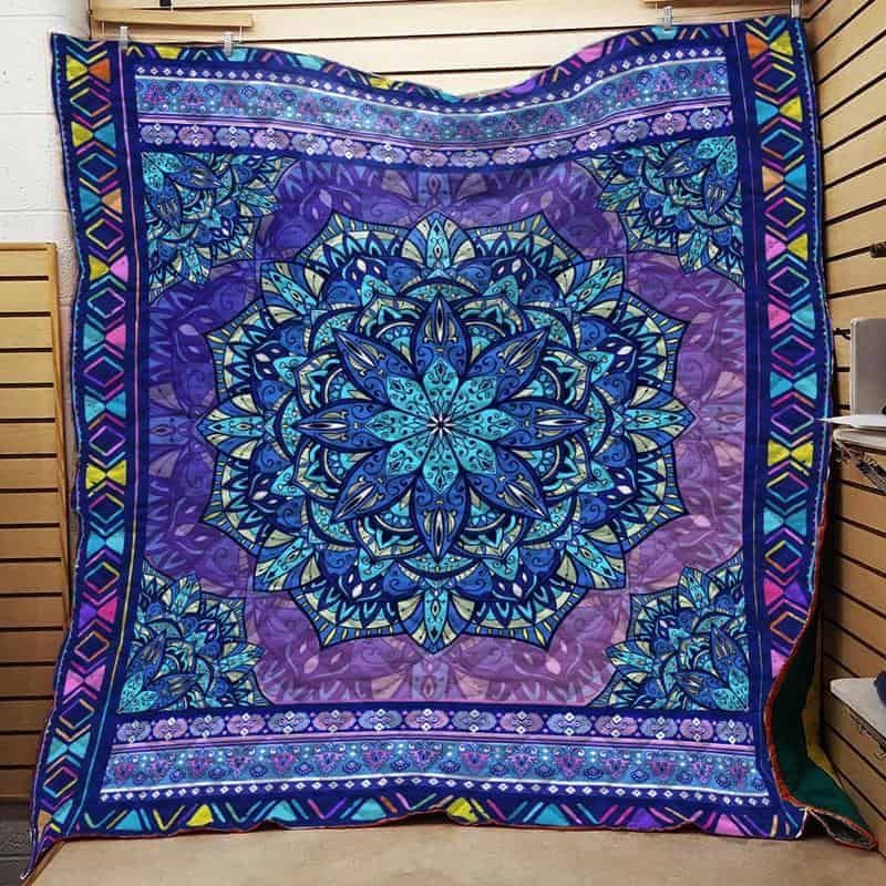 Hippie Flower Pattern Hippie Fleece Quilt Blanket Comfortable