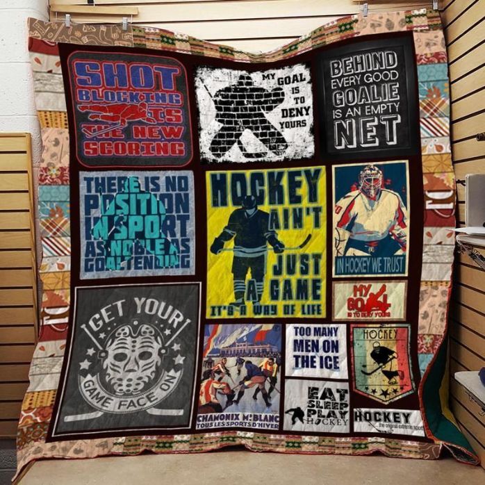 Hockey Behind Every Good Goalie Is An Empty Net Quilt Fleece Quilt Blanket Premium