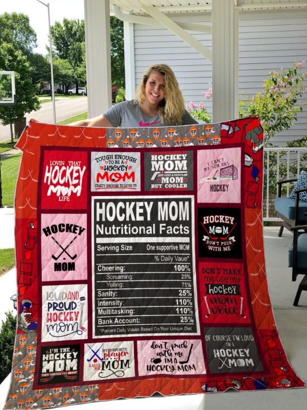 Hockey Mom Nutritional Facts Fleece Quilt Blanket Premium