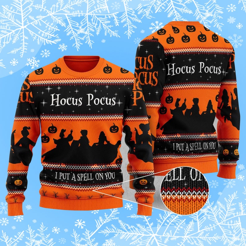 Hocus Pocus I Put A Spell On You Ugly Christmas Sweater Knitted Sweater