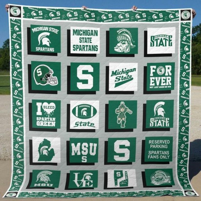 I Bleed Spartan Green Ncaa Michigan State Spartans Combined Fleece Quilt Blanket Gift