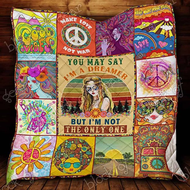 Im Mostly Peace And Light Hippie Fleece Quilt Blanket Comfortable
