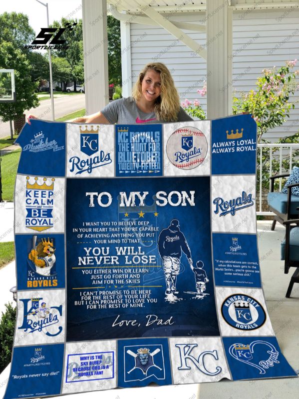 Kansas City Royals To My Son Love Dad Fleece Quilt Blanket Gift