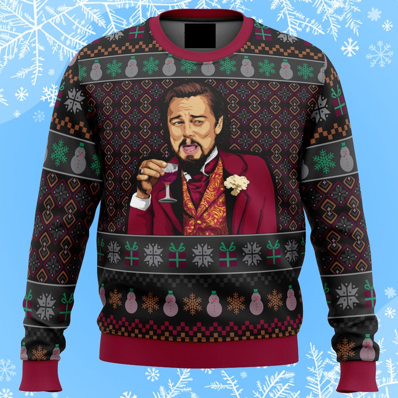 Leo Laughing Meme Ugly Christmas Sweater Knitted Sweater