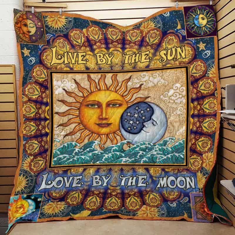 Live By The Sun Hippie Fleece Quilt Blanket Premium
