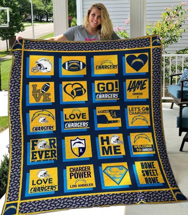 Los Angeles Chargers Love Chargers Fleece Quilt Blanket Gift