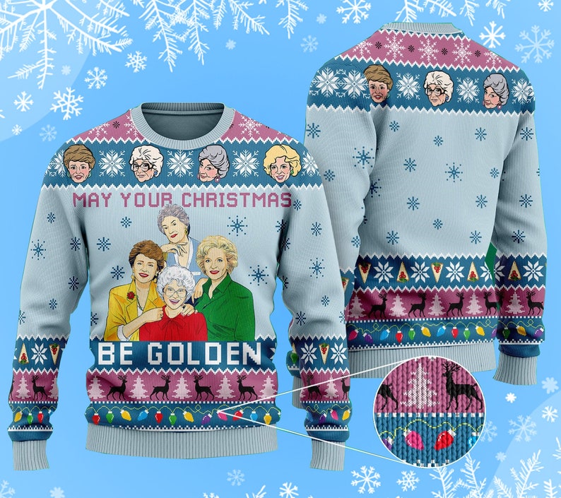 May Your Christmas Be Golden Ugly Christmas Sweater Knitted Sweater